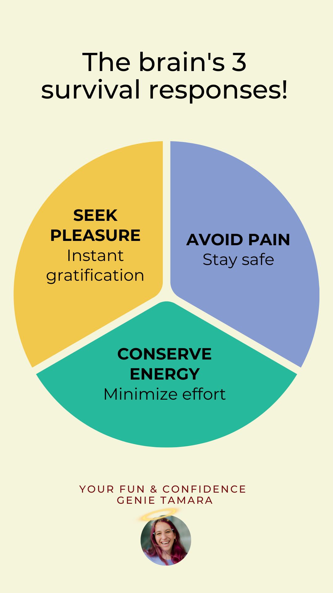 the brain's 3 survival priorities: seek pleasure, avoid pain, conserve energy